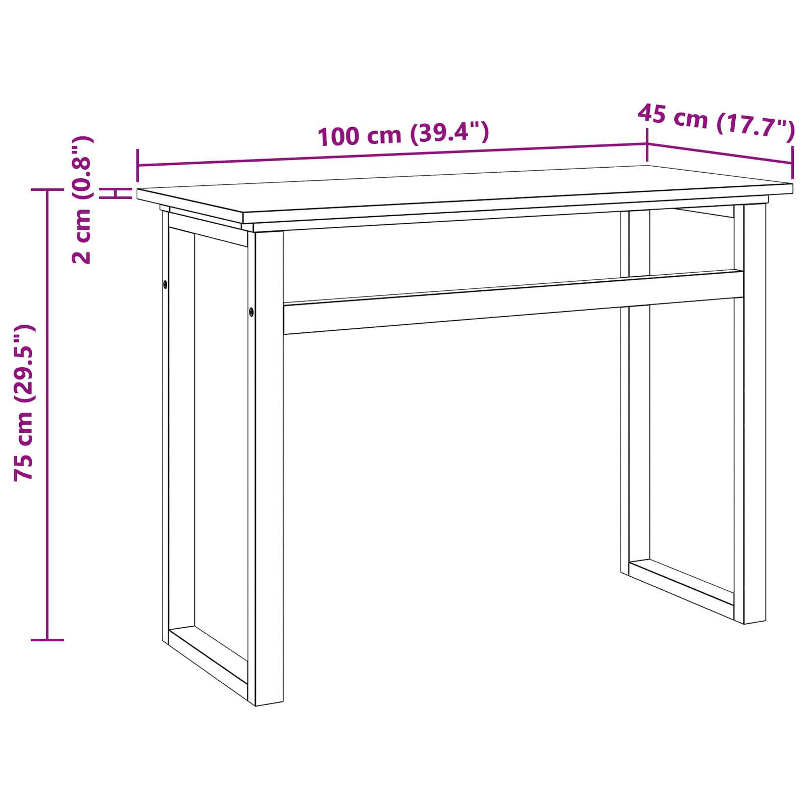 Γραφείο Φυσικό Στερεό Ξύλο Τίκ 100 x 45 x 75εκ - Pakobazaar