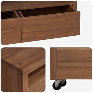 Ντουλάπι TV 110 x 30 x 40 cm Φυσικό Στερεό Ξύλο Τίκ - Pakobazaar