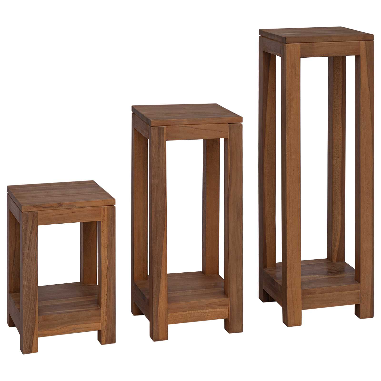 Βάση φυτών 3 τμχ. Φυσικό 25 x 25 x 80 cm Στερεό Ξύλο Τίκ - Pakobazaar