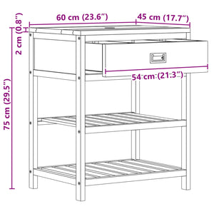 Ντουλάπι Μπάνιου Φυσικό 60 x 45 x 75 cm Στερεό Ξύλο Τίκ - Pakobazaar