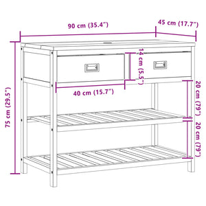 Ντουλάπι Μπάνιου Φυσικό 90 x 45 x 75 cm Στερεό Ξύλο Τίκ - Pakobazaar