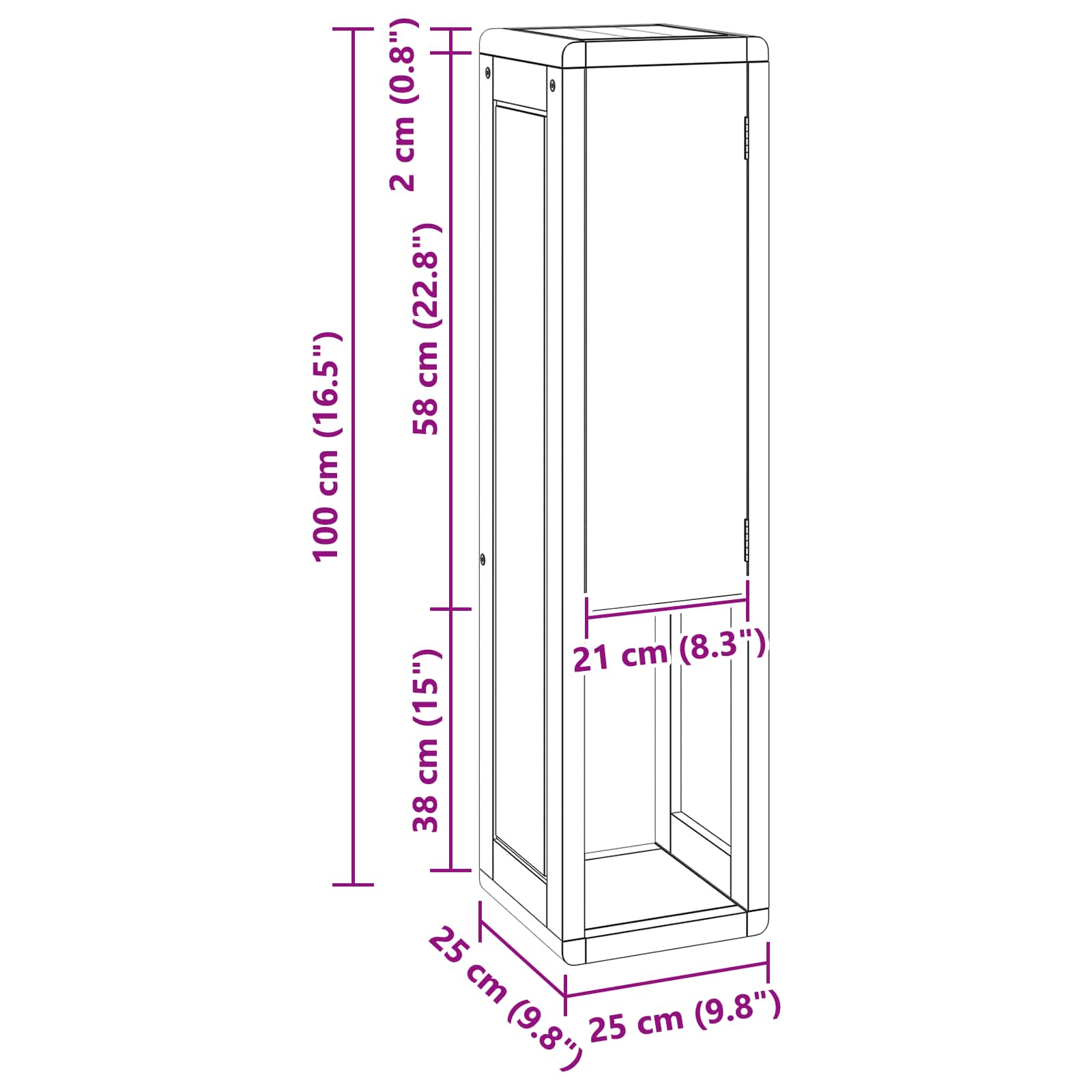 Ντουλάπι Πλευρικό Μπάνιου Φυσικό 25 x 25 x 100 cm - Pakobazaar
