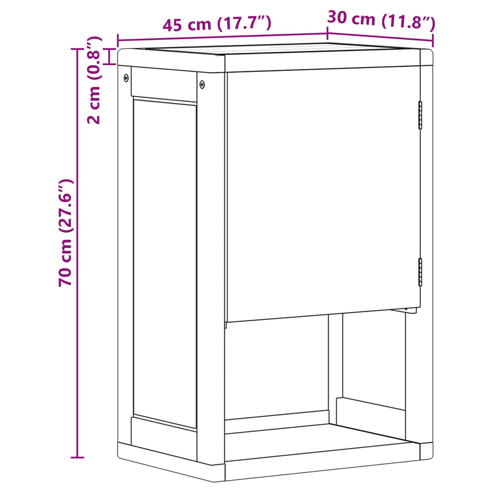 Ντουλάπι Πλευρικό Μπάνιου Φυσικό 45 x 30 x 70 εκ - Pakobazaar