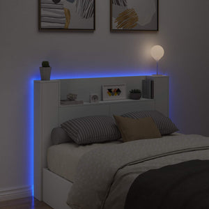 Κεφαλάρι Ντουλάπι με LED με ράφι Λευκός 140 x 16,5 x 103,5 cm - Pakobazaar