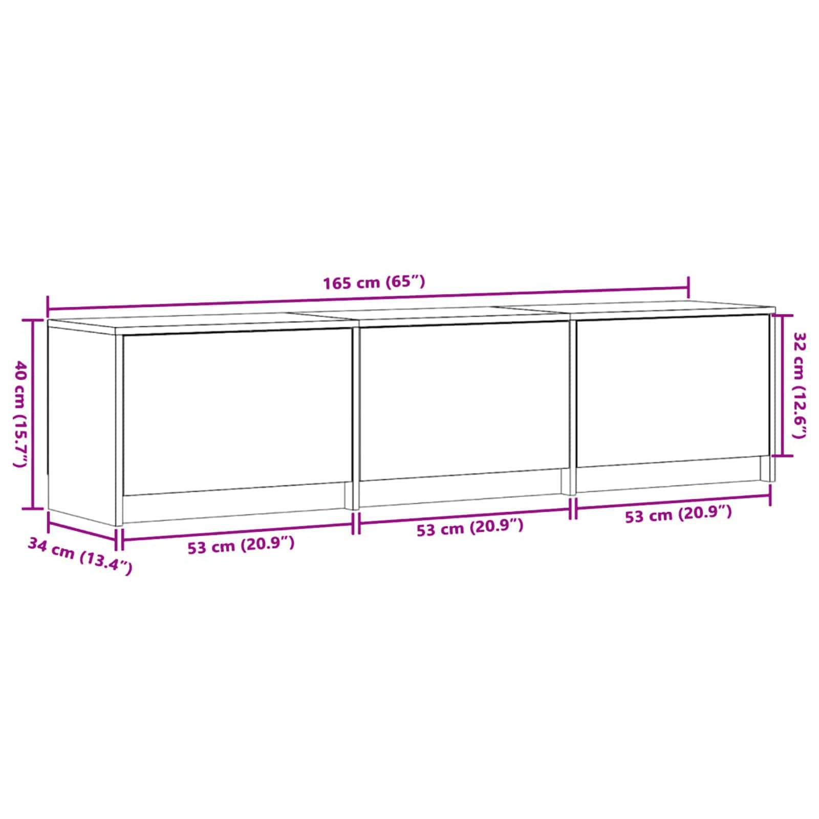 Ντουλάπι TV Σκυρόδεμα 165 x 34 x 40 εκ. Επεξεργασμένο ξύλο