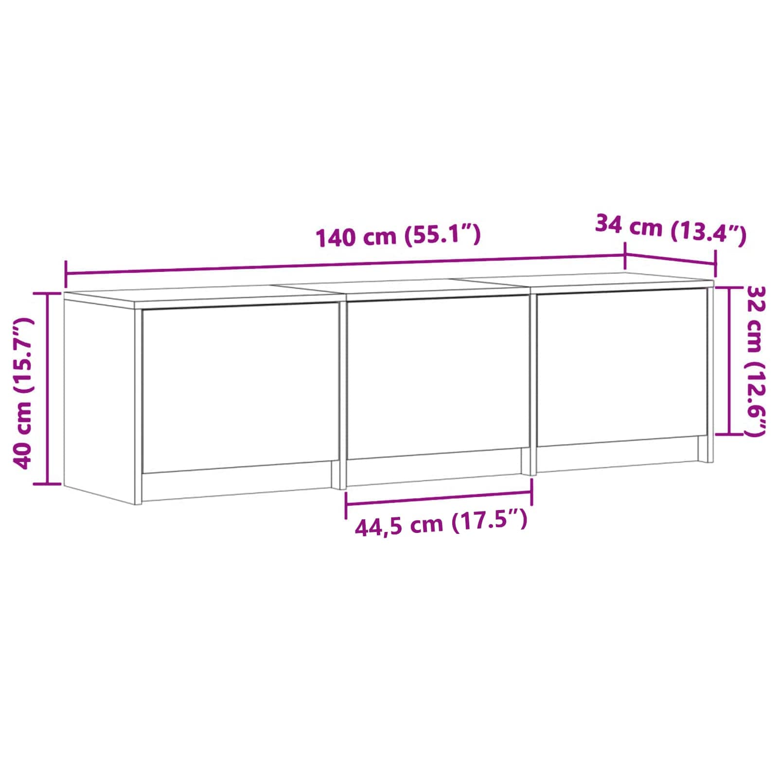 Ντουλάπι TV με led Σονόμα 140 x 34 x 40 εκ Επεξεργασμένο ξύλο - Pakobazaar