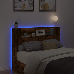 Κεφαλάρι Ντουλάπι με LED Καπνιστή Δρυς 140 x 16,5 x 103,5 cm - Pakobazaar