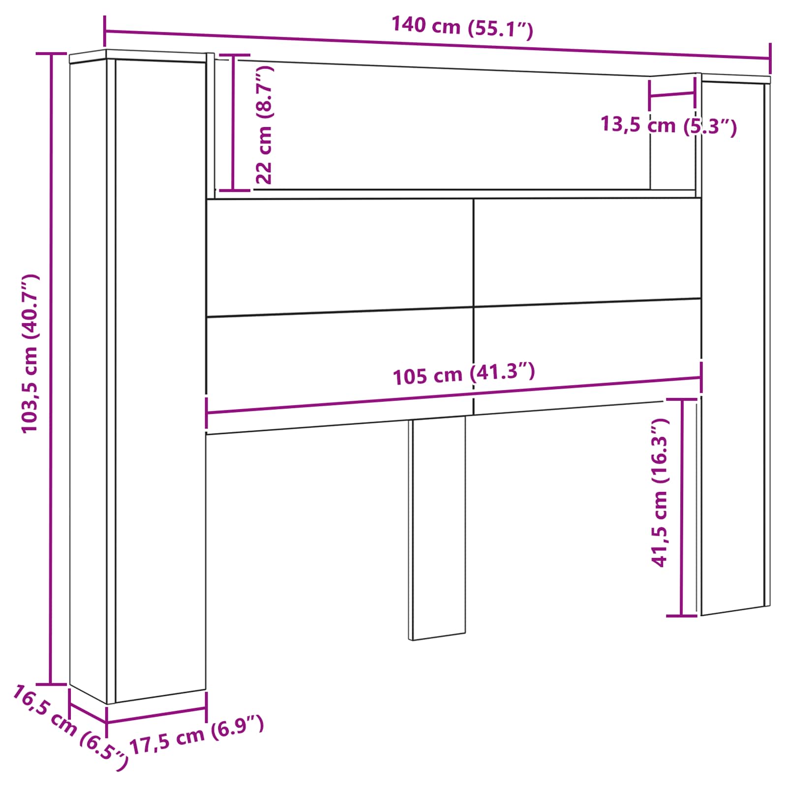Κεφαλάρι Ντουλάπι με LED Παλιό ξύλο 140 x 16,5 x 103,5 cm - Pakobazaar