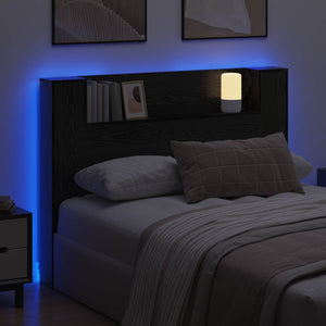 Κεφαλάρι Ντουλάπι με LED Μαύρη Δρυς 140 x 16,5 x 103,5 cm - Pakobazaar