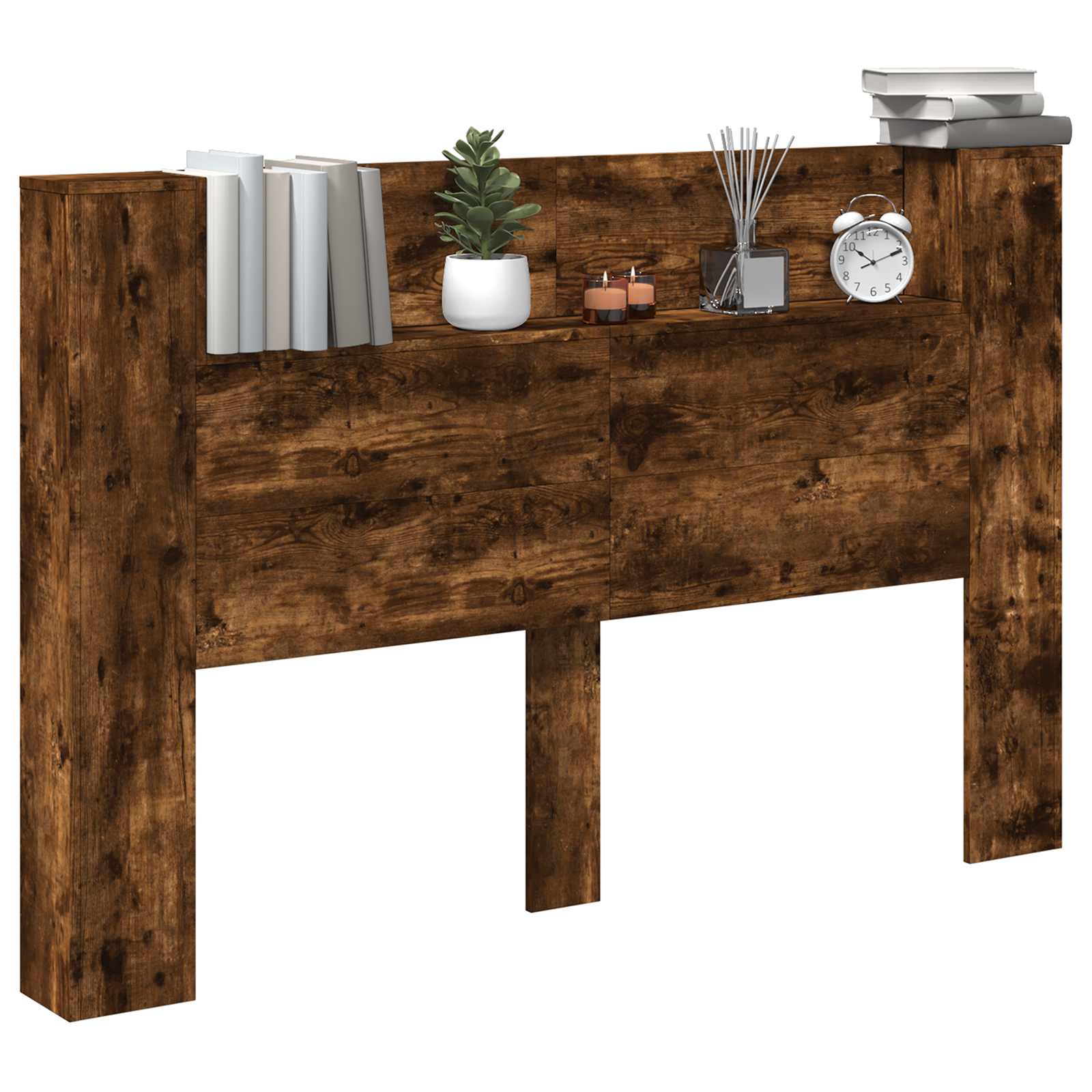 Κεφαλάρι Ντουλάπι με LED Καπνιστή Δρυς 160 x 16,5 x 103,5 cm - Pakobazaar