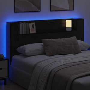 Κεφαλάρι Ντουλάπι με LED Μαύρη Δρυς 160 x 16,5 x 103,5 cm - Pakobazaar