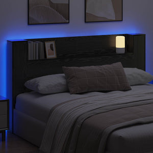 Κεφαλάρι Ντουλάπι με LED Μαύρη Δρυς 180 x 16,5 x 103,5 cm - Pakobazaar