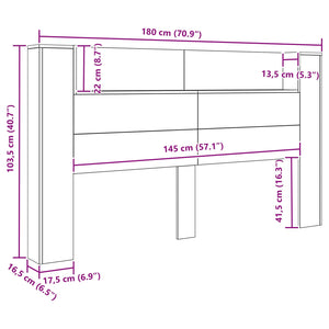 Κεφαλάρι Ντουλάπι με LED Μαύρη Δρυς 180 x 16,5 x 103,5 cm - Pakobazaar