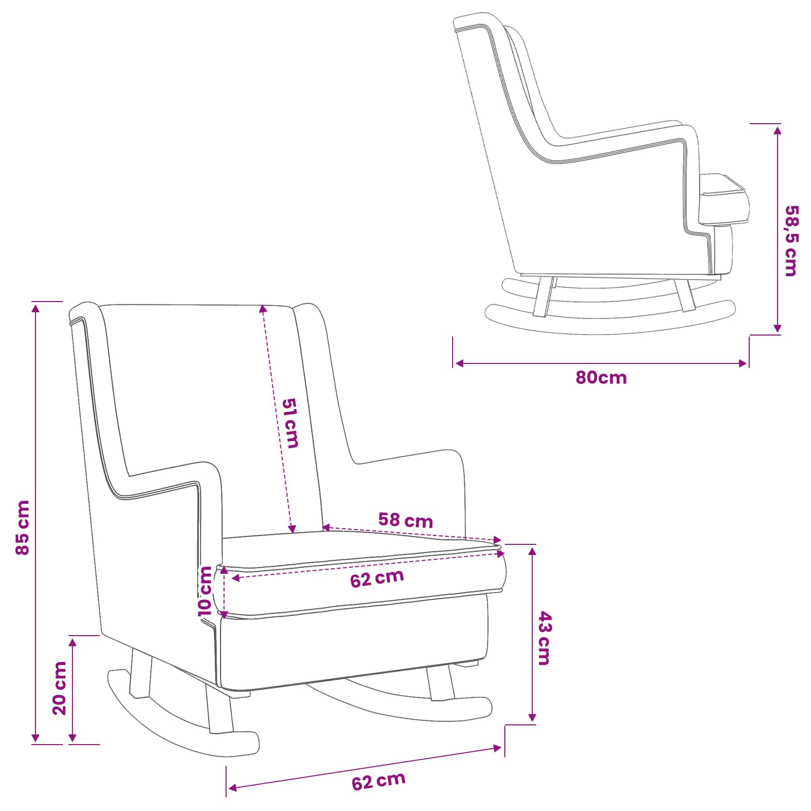 Κουνιστή καρέκλα Taupe 62 x 80 x 85 εκ ύφασμα - Pakobazaar