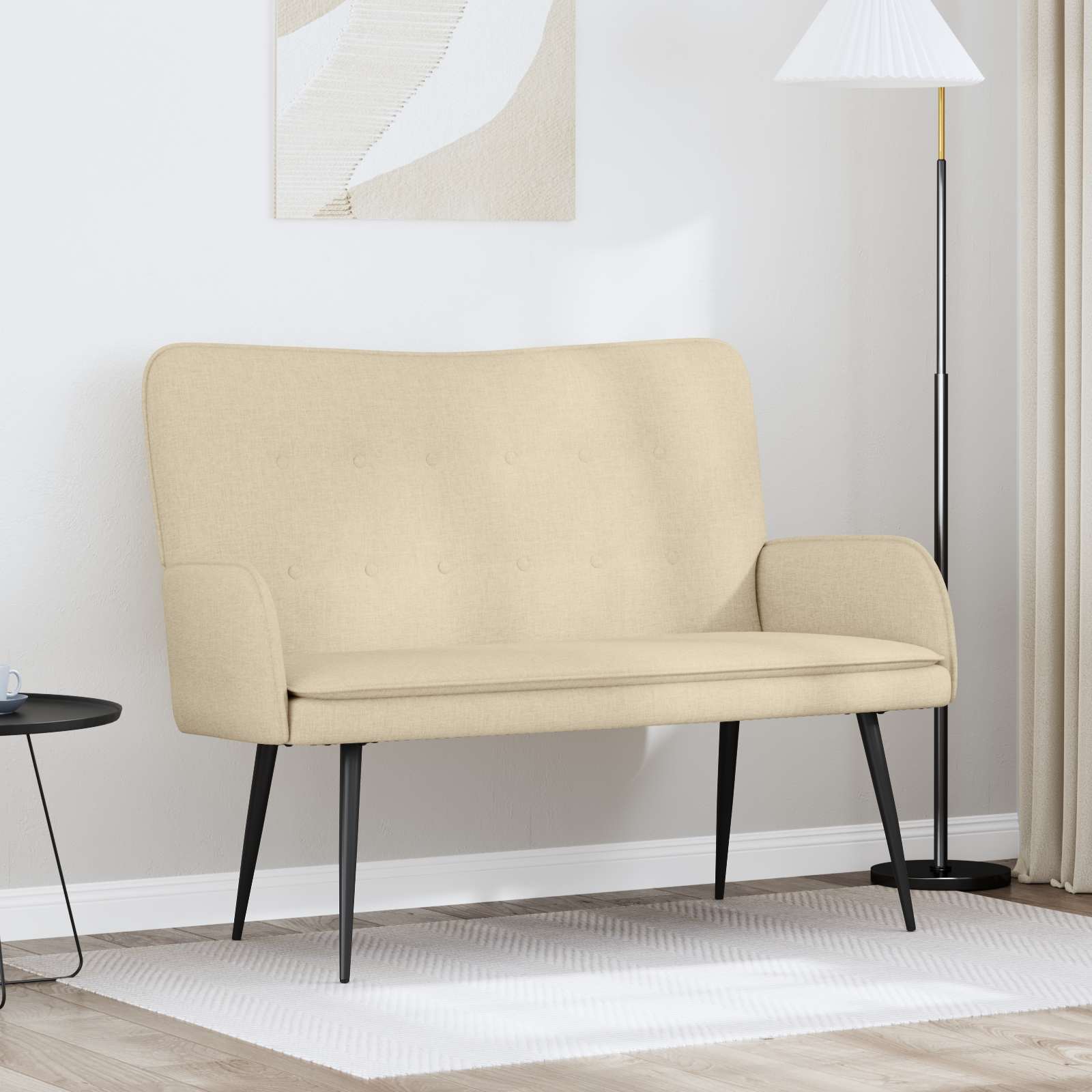Καναπές 2 ατόμων Κρεμ 115 x 61 x 87 εκ. ύφασμα - Pakobazaar