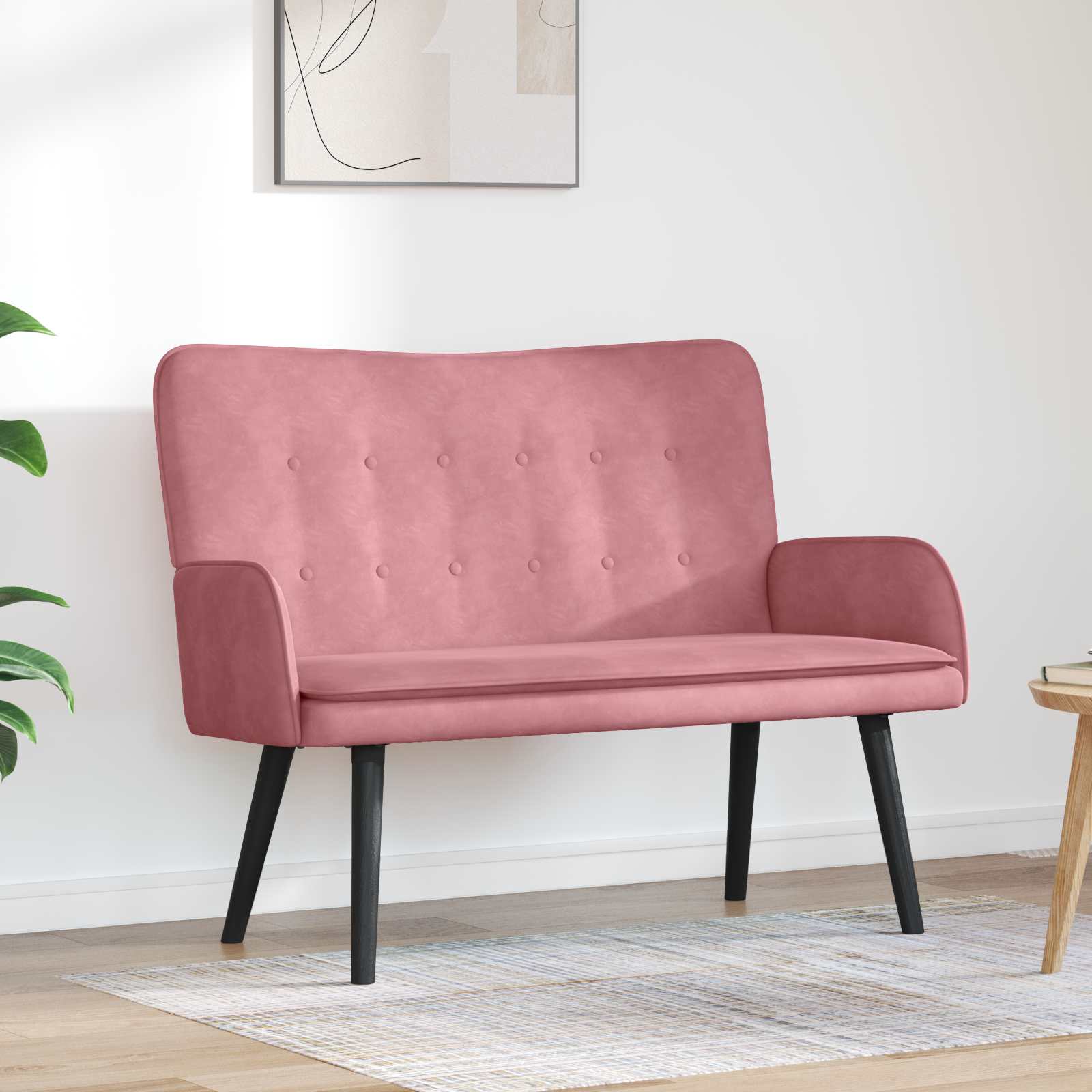 Διθέσιος Καναπές Ροζ 115 x 61 x 87 εκ. Βελούδο - Pakobazaar