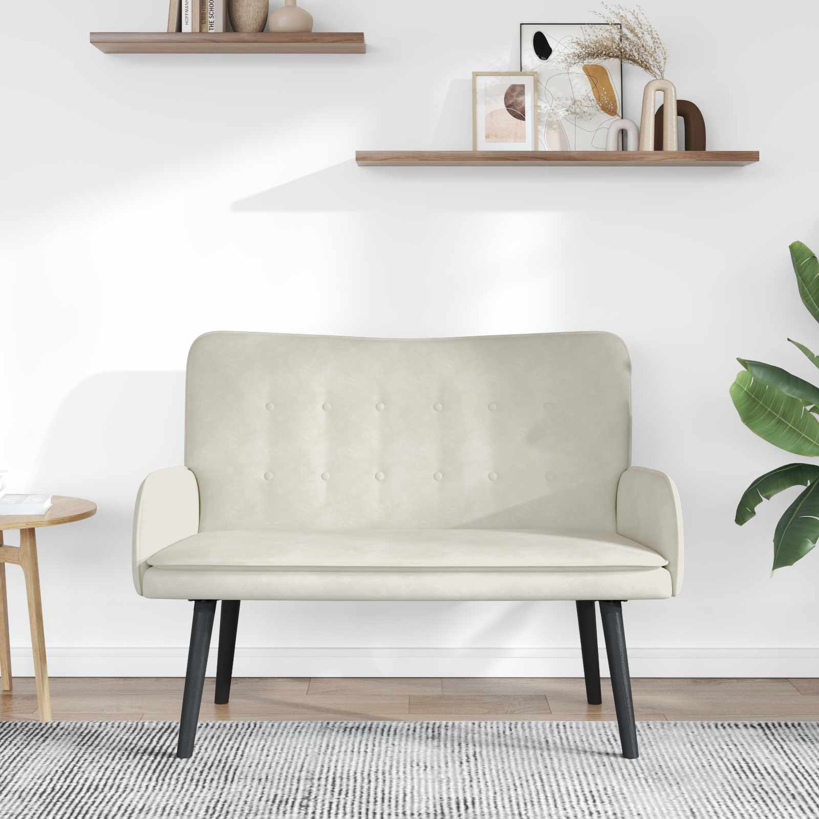 Διθέσιος Καναπές Κρεμ 115 x 61 x 87 εκ. Βελούδο - Pakobazaar