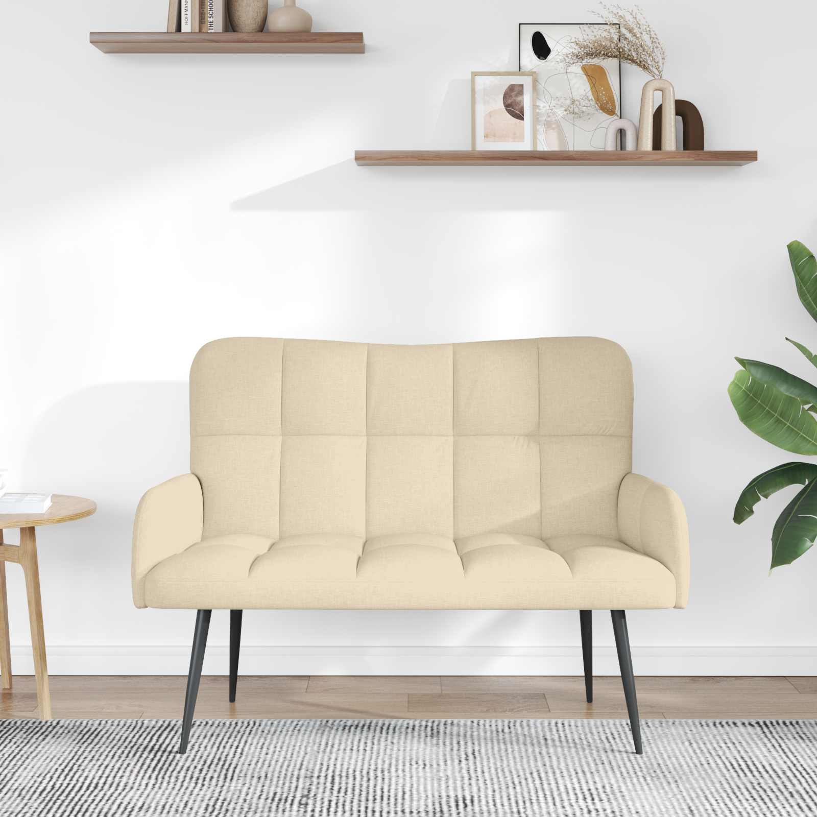 Διθέσιος Καναπές Κρεμ 115 x 61 x 87 εκ. ύφασμα - Pakobazaar