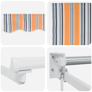 Αναδιπλούμενη τέντα Πορτοκαλί, Γκρι και Μπλε 3,5 x 2 m - Pakobazaar