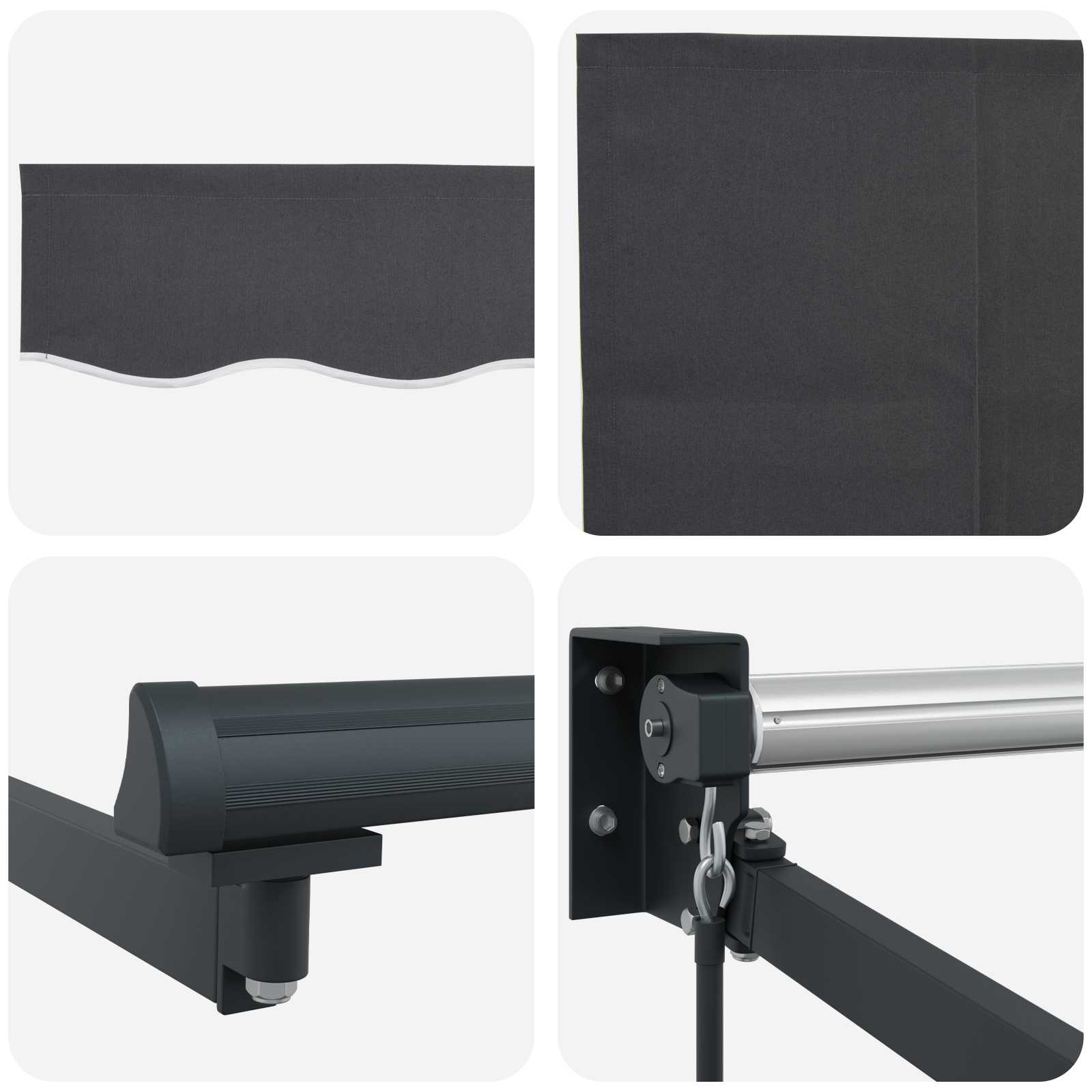 Χειροκίνητη Ανακλινόμενη Σκίαση Ανθρακί 2,5 x 2 m - Pakobazaar