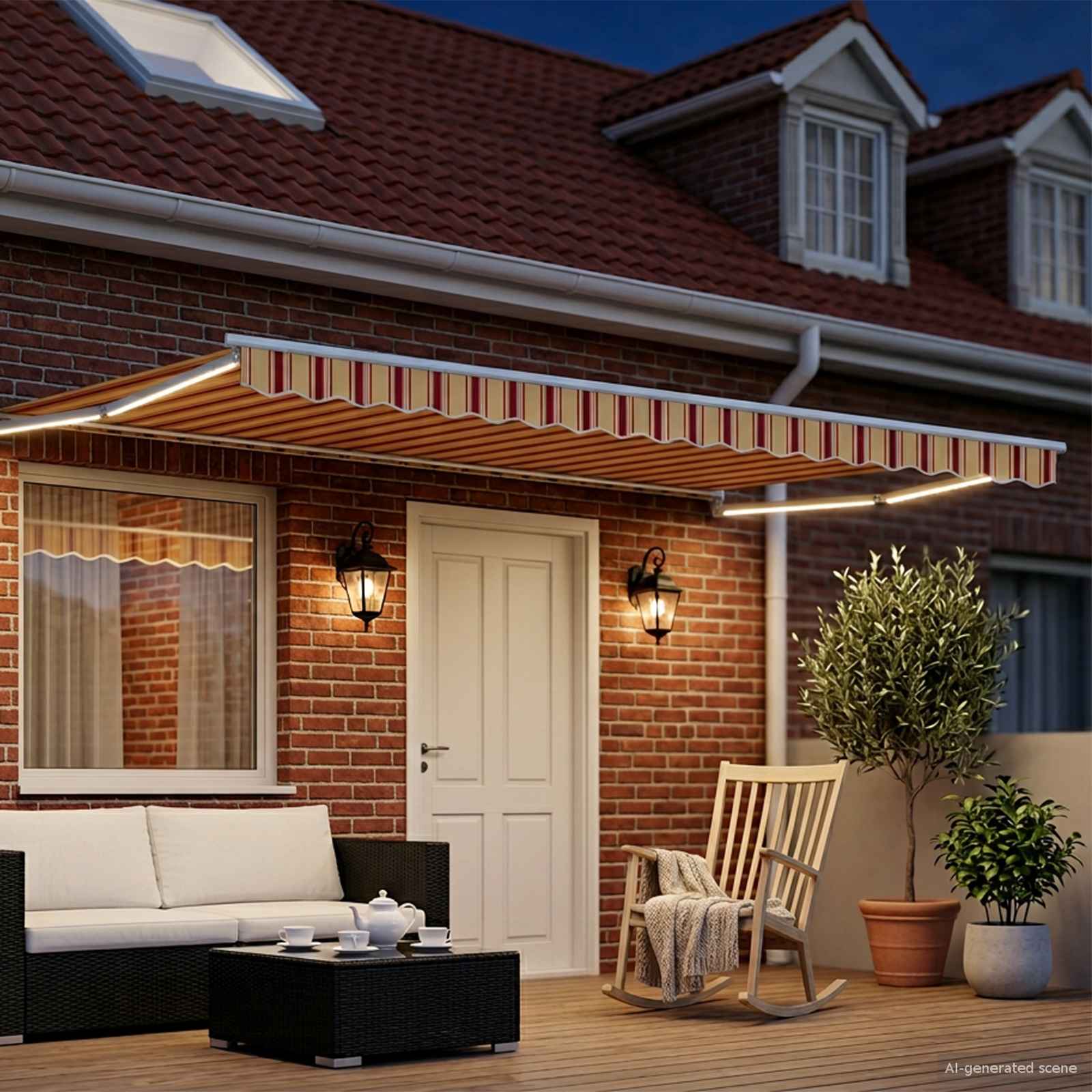 Χειροκίνητη αναδιπλούμενη τέντα με LED Πολύχρωμο 4 x 2 m - Pakobazaar