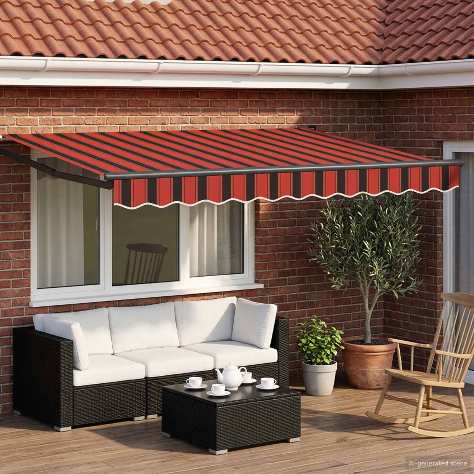 Χειροκίνητη αναδιπλούμενη τέντα με LED 3,5 x 2 m - Pakobazaar