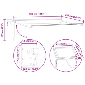 Χειροκίνητη αναδιπλούμενη τέντα με LED 3 x 2,5 μ - Pakobazaar