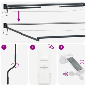 Ηλεκτρικό Αναδιπλούμενο Σκίαστρο Γκρι και Λευκό 2,5 x 2 m - Pakobazaar
