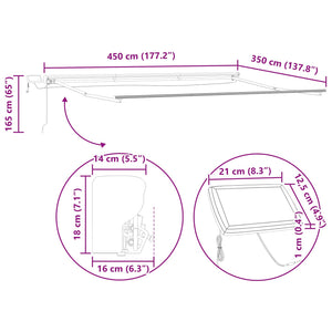 Χειροκίνητο πλαίσιο τέντας με LED 4,5 x 3,5 μ - Pakobazaar