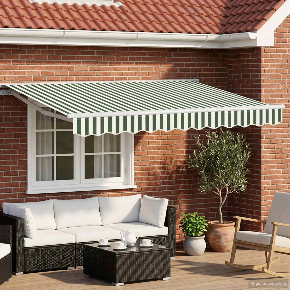 Ηλιακή ηλεκτρική τέντα 2,5 x 2 m Πράσινο και λευκό ριγέ - Pakobazaar