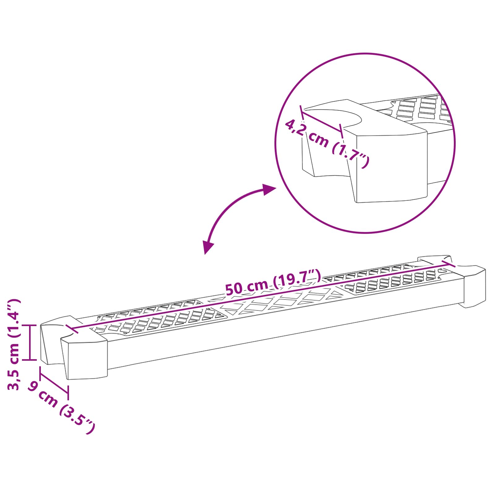Ανταλλακτικό σκαλοπάτι σκάλας πισίνας 50 x 9 x 3,5 εκ.