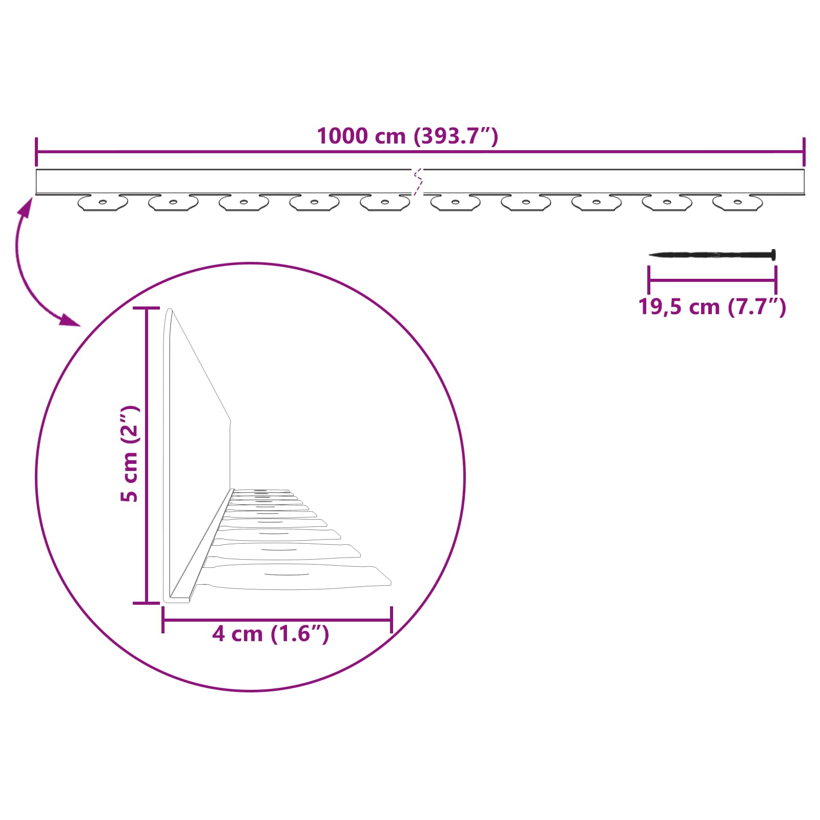 Περιγράμματα γκαζόν Πράσινο 1000 x 4 x 5 εκ Πλαστικό