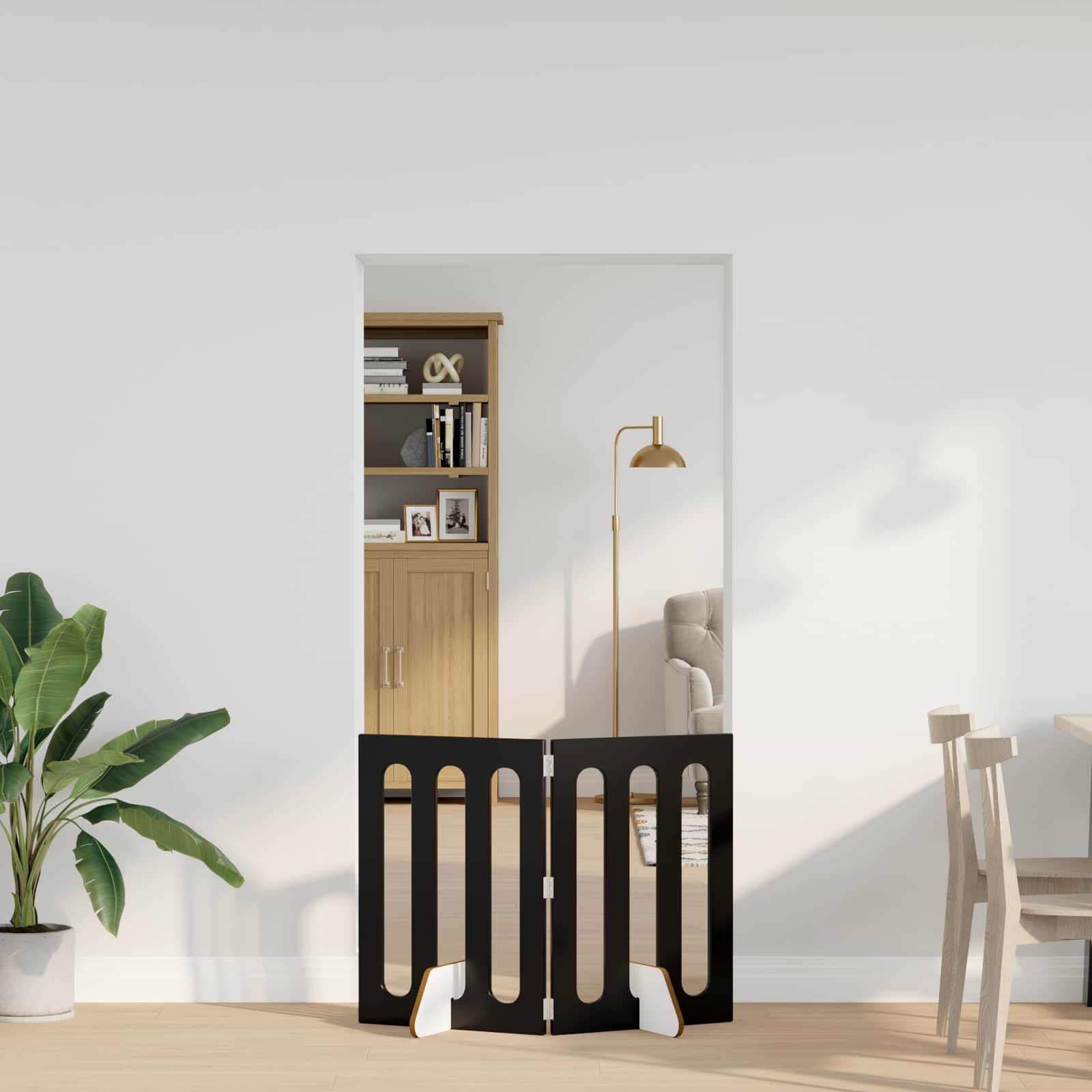 Αναδιπλούμενη περίφραξη κατοικίδιων 2 pcs Μαύρη Δρυς - Pakobazaar