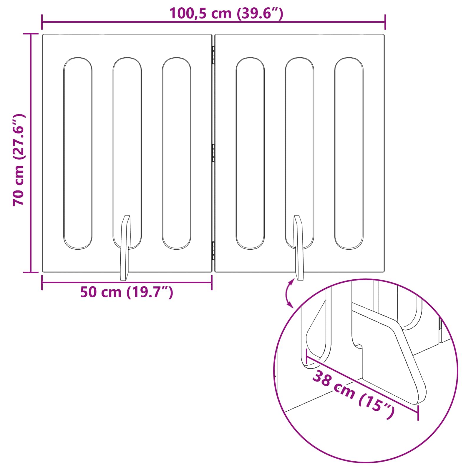 Αναδιπλούμενη περίφραξη κατοικίδιων 2 pcs Γκρι Σονομά - Pakobazaar