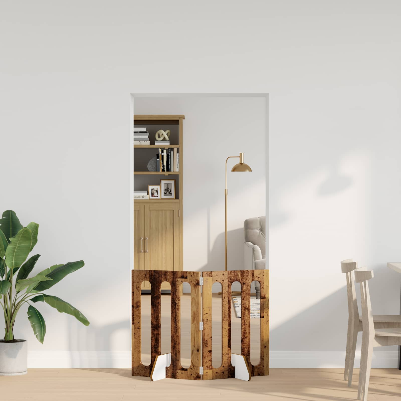 Αναδιπλούμενη περίφραξη κατοικίδιων 2 pcs Ξύλο δρυός - Pakobazaar