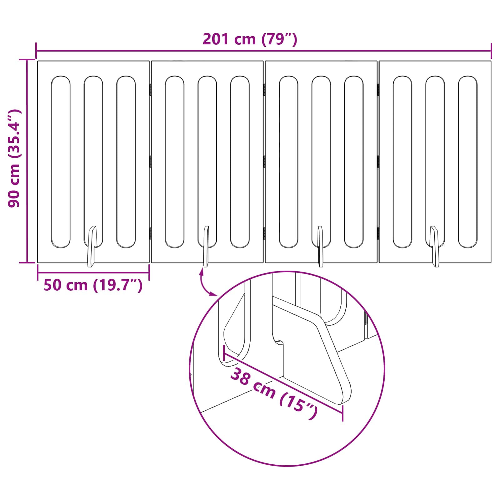 Αναδιπλούμενη περίφραξη κατοικίδιων 4 pcs Μαύρη Δρυς - Pakobazaar