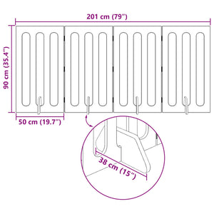 Αναδιπλούμενη περίφραξη κατοικίδιων 4 pcs 201 x 38 x 90 εκ - Pakobazaar