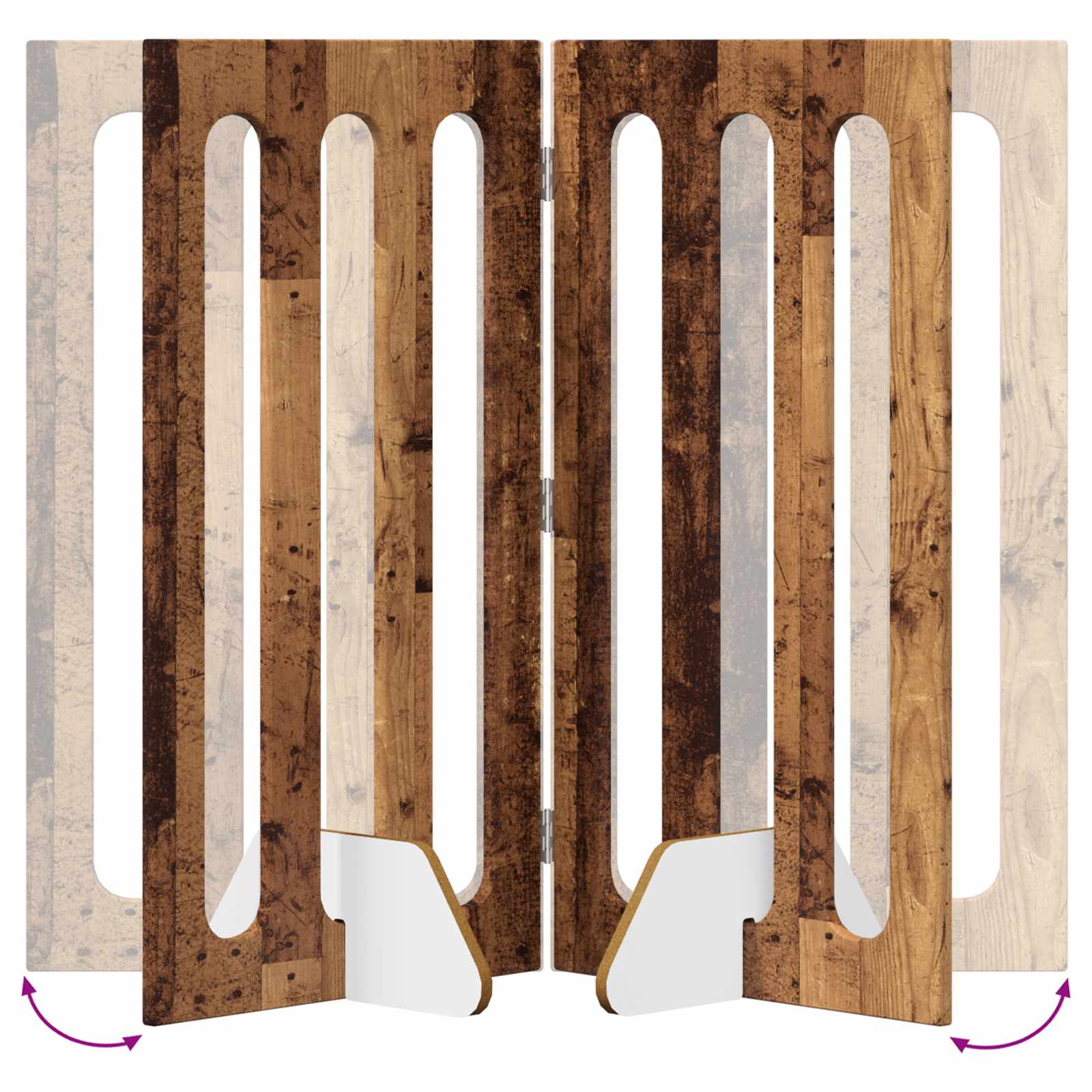 Αναδιπλούμενη περίφραξη κατοικίδιων 2 pcs Ξύλο δρυός - Pakobazaar