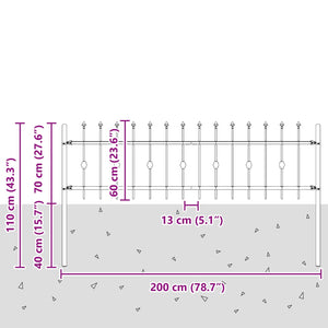 Φράχτης με Σπίθες ASTEN 200 x 110 εκ Μαύρο