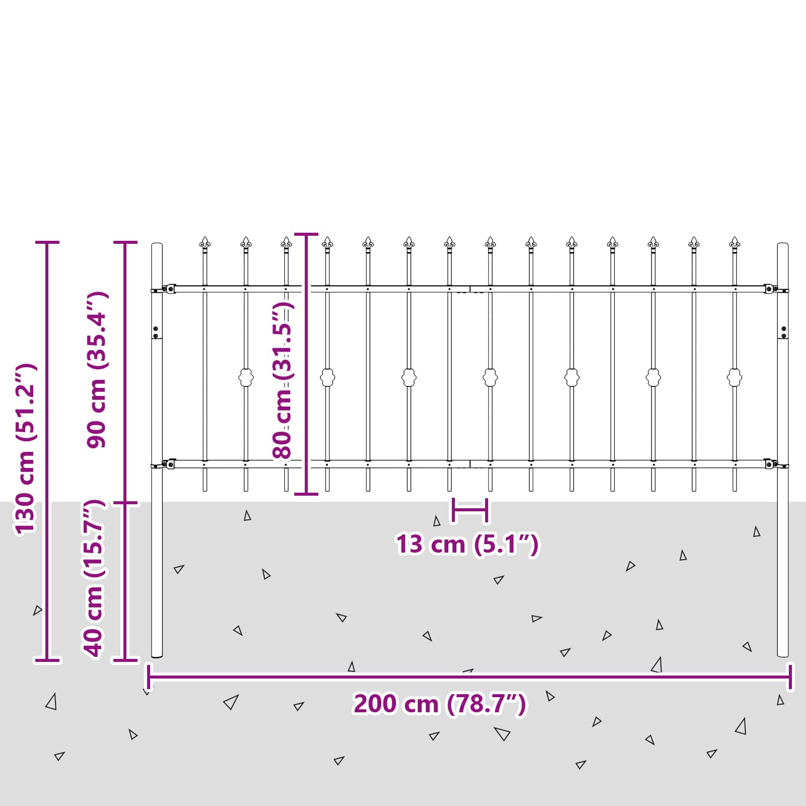 Φράχτης με Σπίθες Μαύρο 200 x 130 εκ
