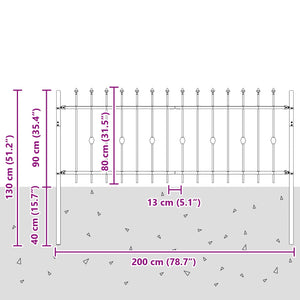 Φράχτης με Σπίθες ASTEN 200 x 130 εκ Μαύρο