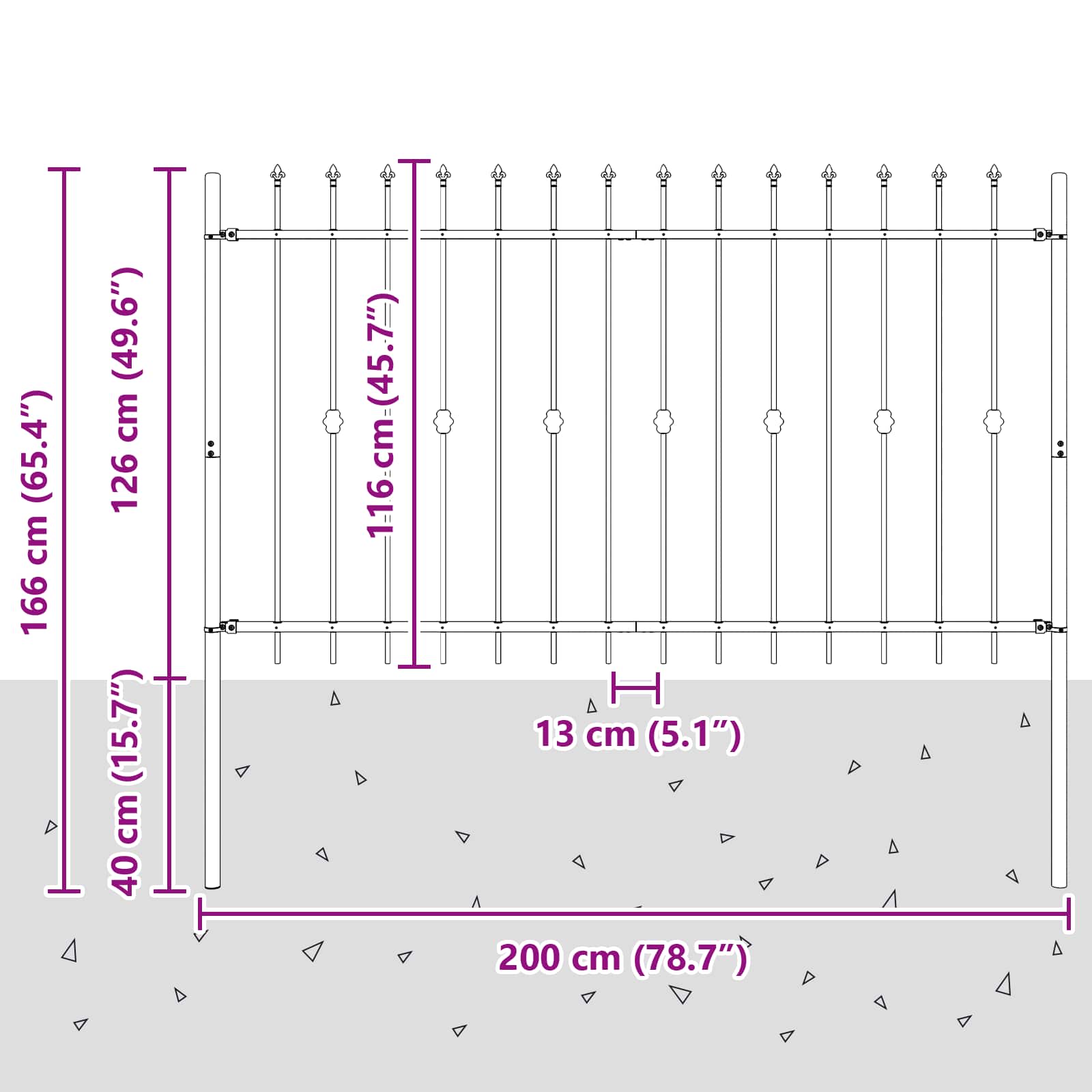 Φράχτης με Σπίθες Μαύρο 200 x 130 εκ