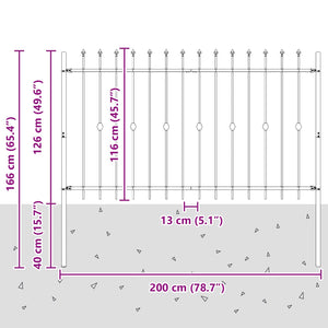 Φράχτης με Σπίθες ASTEN 200 x 166 εκ Μαύρο