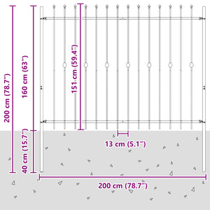 Φράχτης με Σπίθες ASTEN 200 x 200 cm Μαύρο