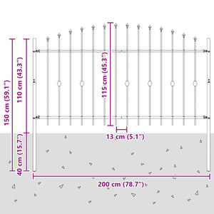 Φράχτης με Σπίθες ASTEN 200 x 150 cm Μαύρο