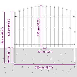 Φράχτης με Σπίθες ASTEN 200 x 166 εκ Μαύρο