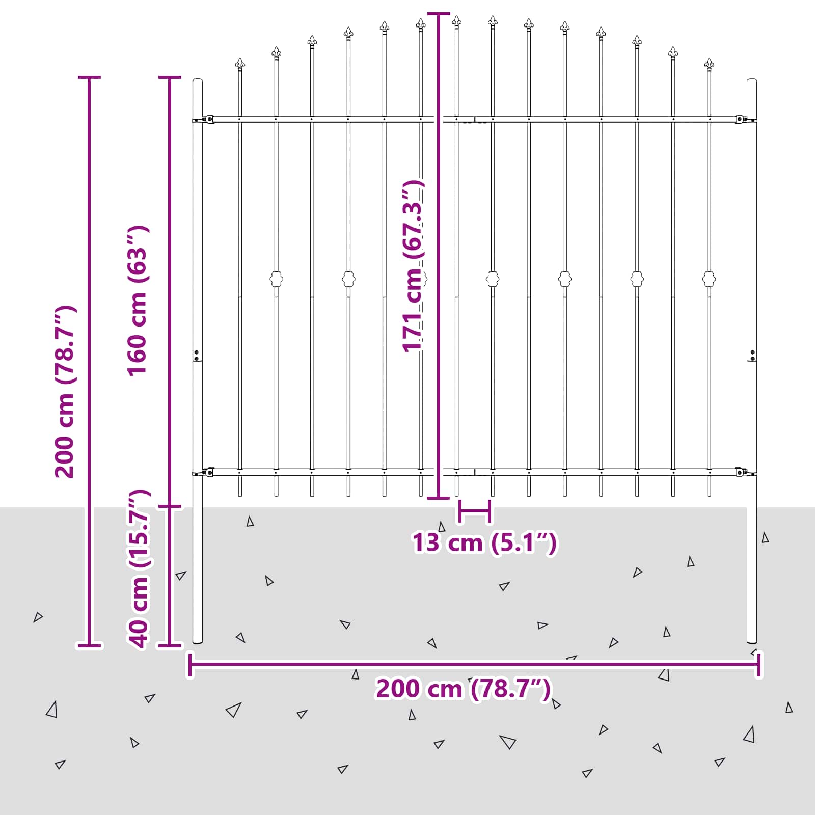 Φράχτης με Σπίθες Μαύρο 200 x 200 cm - Pakobazaar