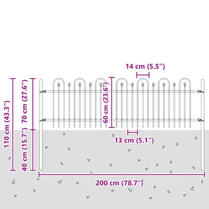 Φράχτης Καμάρας με Άκρες DRONTEN 200 x 110 εκ Μαύρο