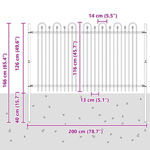 Φράχτης Καμάρας με Άκρες DRONTEN 200 x 166 εκ Μαύρο