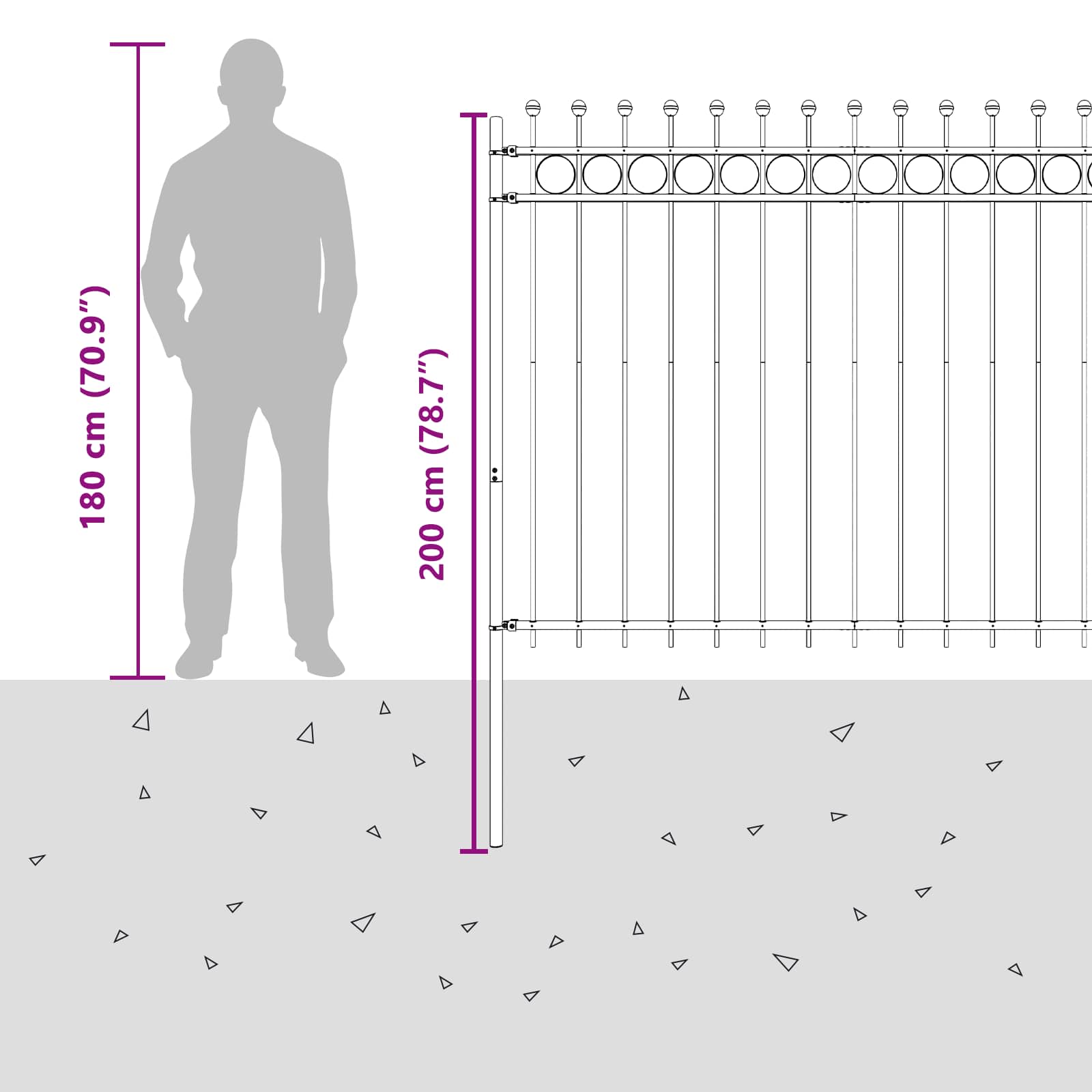 Δαχτυλίδι φράχτη Μαύρο 200 x 200 cm